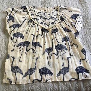 Corey Lynn Calter Blue Flamingos Anyone? Blouse Anthropology
